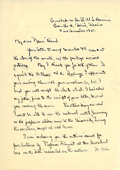 Madrid Letter to Dean Roscoe Pound - page 1 (handwritten)